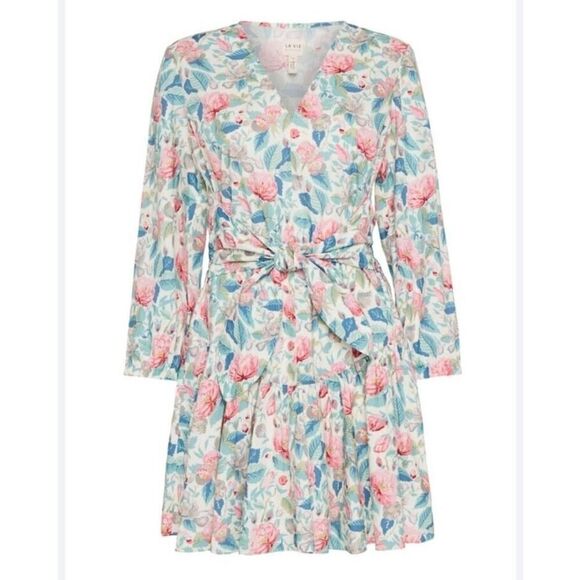 La Vie Rebecca Taylor Women's Long Sleeve Paint Garden Dress SIZE S MSRP $295 - Picture 8 of 13